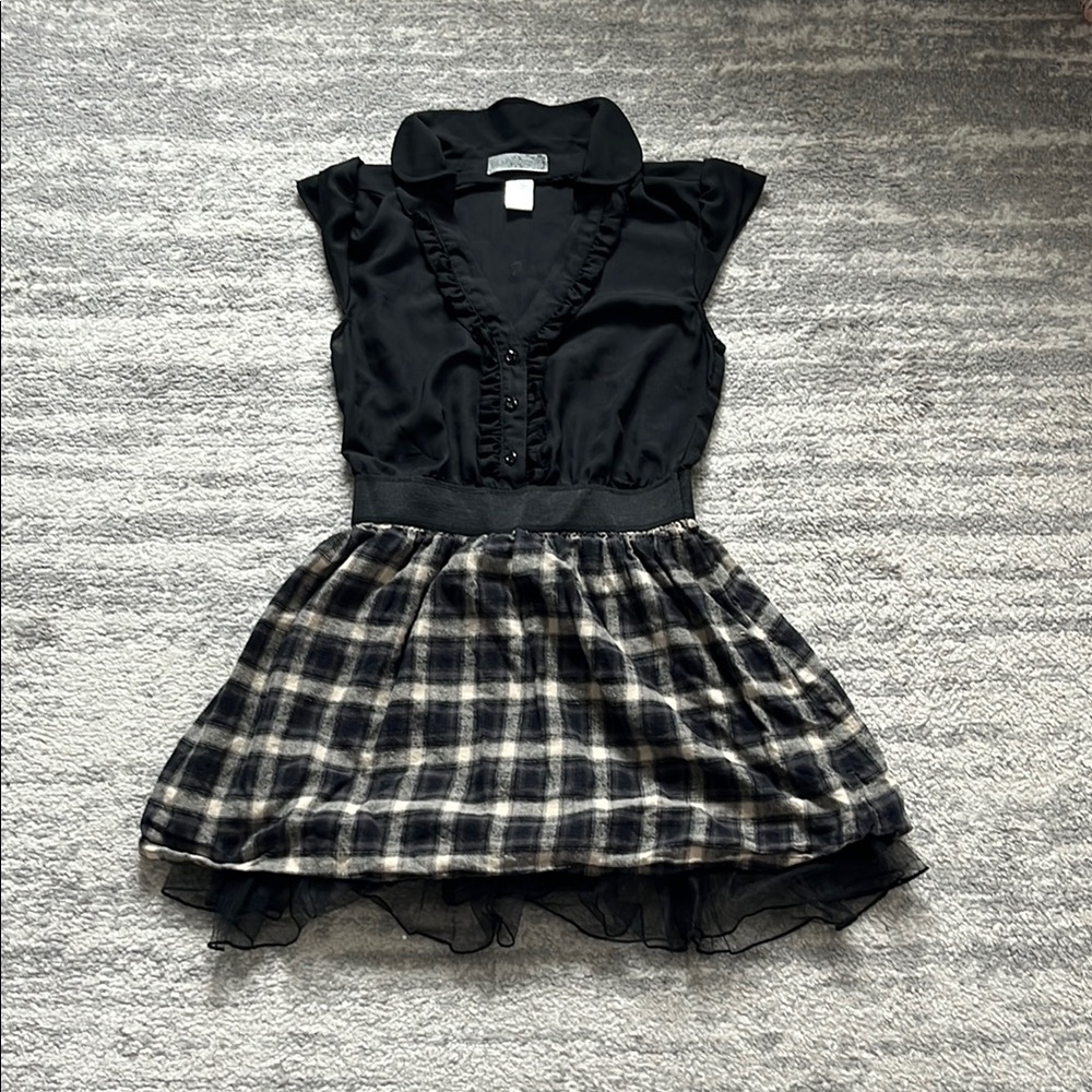 Fishbowl Black and Beige Checkered Dress